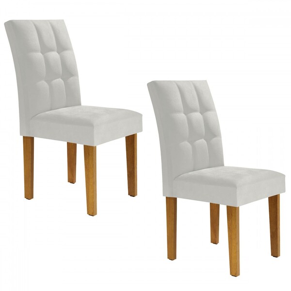 Cadeiras Kit 2 Cadeiras Estofadas Hobby Ypê/off White/boucle