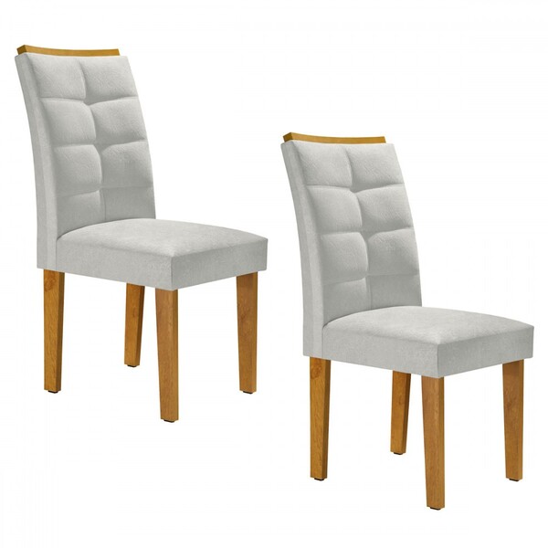 Cadeiras Kit 2 Cadeiras Estofadas Nápoles Ypê/off White/boucl