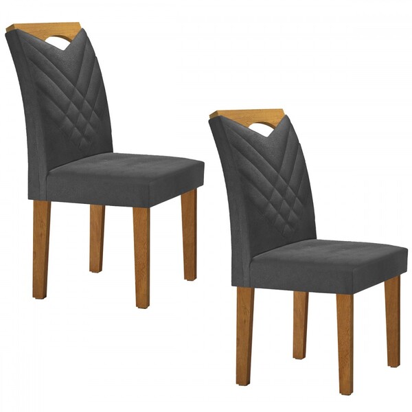 Cadeiras Kit 2 Cadeiras Estofadas Texas Ypê/off White/boucle