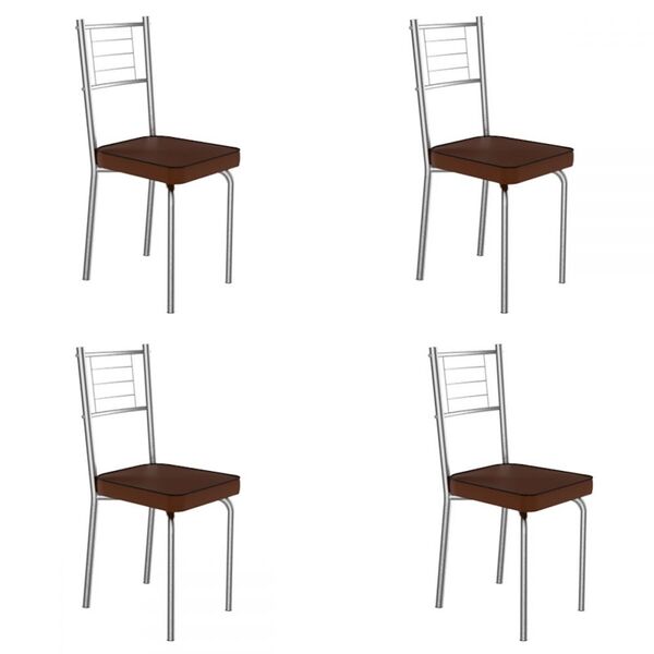 Cadeiras Kit 4 Cadeiras Juliana Cromado/marrom - Art Panta