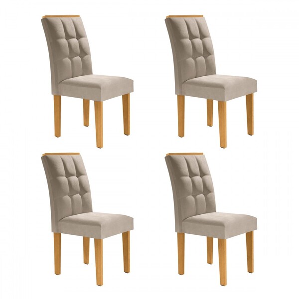 Cadeiras Kit 4 Cadeiras Madri Cinamomo/off White/bege - Cel M