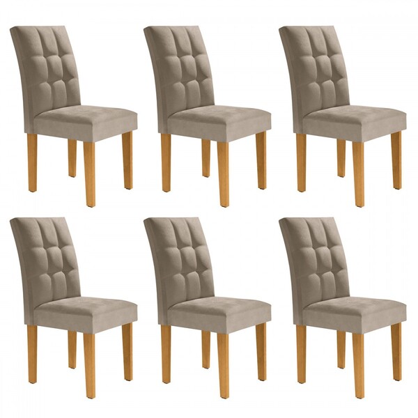 Cadeiras Kit 6 Cadeiras Hobby Cinamomo/off White/bege - Cel M