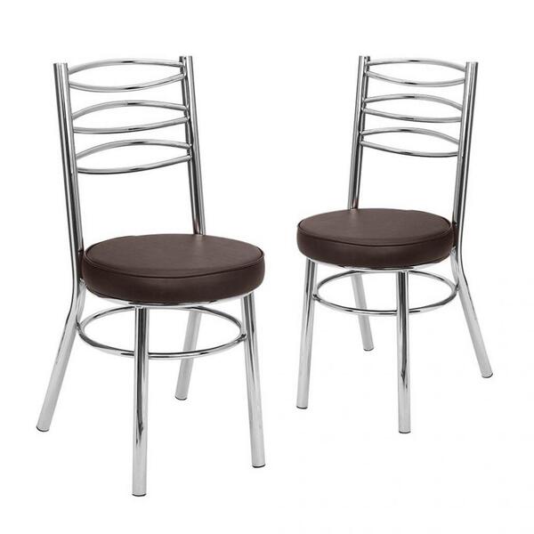 Cadeiras Para Cozinha Cromadas Marrom Lilies Móveis