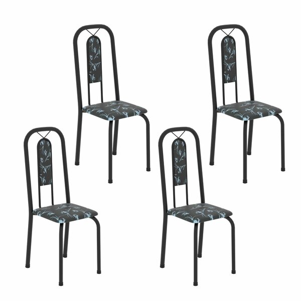 Cadeiras Para Sala De Jantar 4 Unidades Lívia Floral Preto