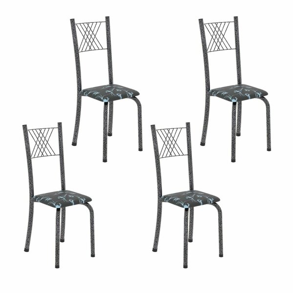 Cadeiras Para Sala De Jantar 4 Unidades Sara Preto / Prata