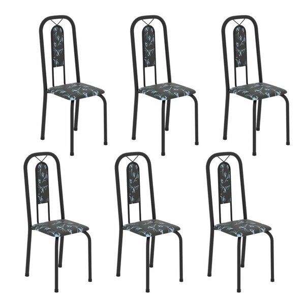 Cadeiras Para Sala De Jantar 6 Unidades Lívia Floral Preto