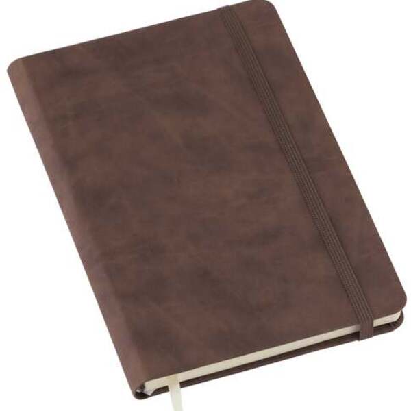 Caderneta Anotação Pautada Com Elástico 21x14cm Marrom