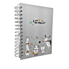 Caderno Espiral Capa Dura Animais Kawaii Cinza