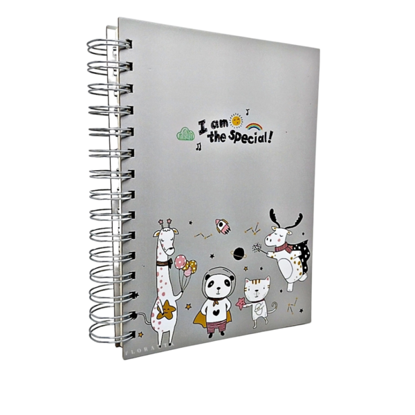 Caderno Espiral Capa Dura Animais Kawaii Cinza