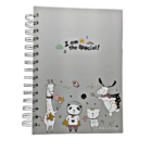 Caderno Espiral Capa Dura Animais Kawaii Cinza