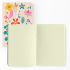 Caderno "floral Flat" Capa Flexivel Com Toque Aveludado, 80 P