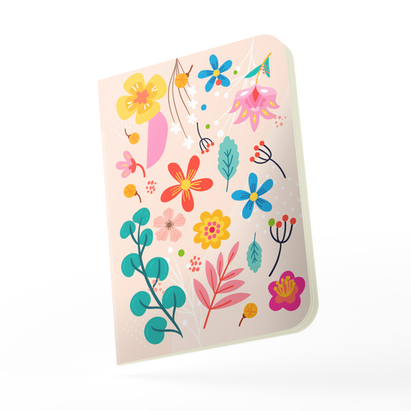 Caderno "floral Flat" Capa Flexivel Com Toque Aveludado, 80 P