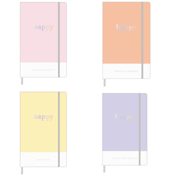 Caderno Happy Pontilhado Costurado Com Elástico Fitto 80 Folh