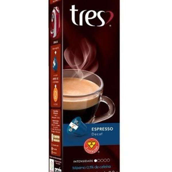 Café Tres 3 Corações Café Espresso DECAF Descafeinado Caixa c