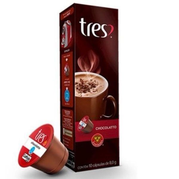 Café Tres 3 Corações CHOCOLATTO Chocolate Caixa 10 Cápsulas