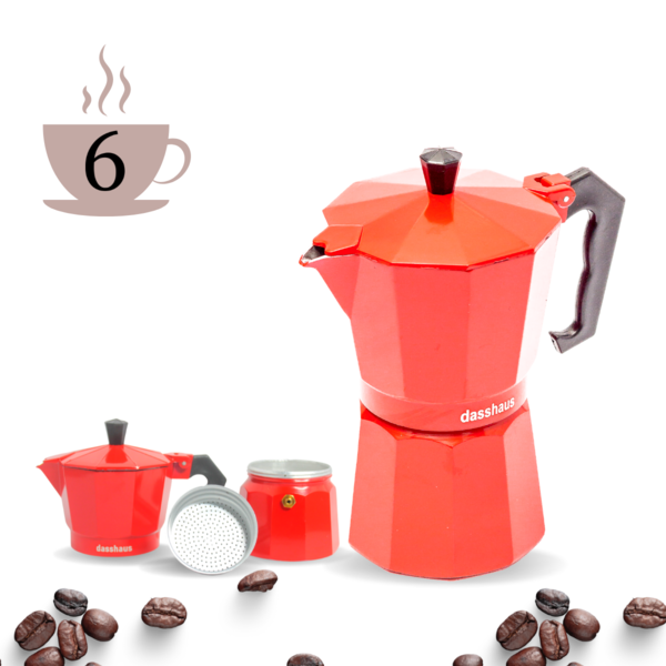 Cafeteira De 6 Cafés Italiana Vermelha 300ml Prática