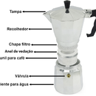 Cafeteira De Alumínio Tipo Italiana De 450 Ml Para 9 Xicaras