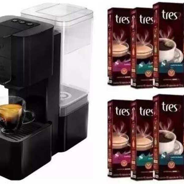 Cafeteira Espresso 3 Corações POP Preta 127v com 200 Cápsulas