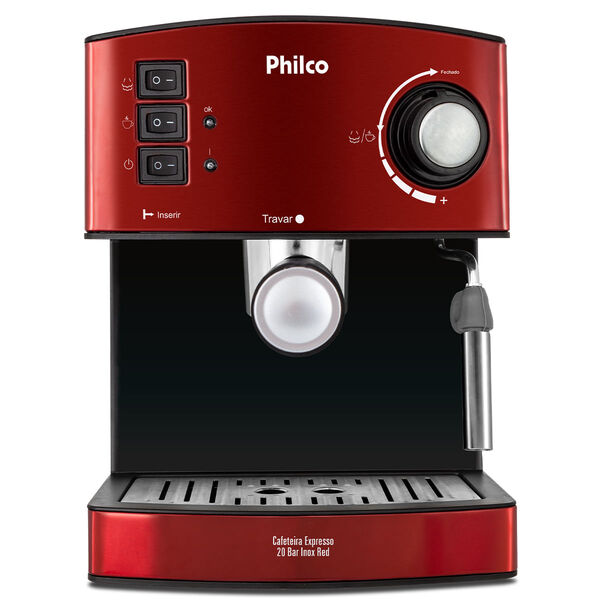 Cafeteira Expresso   Cápsulas Philco 20 Bar Inox Red Pcf24 12