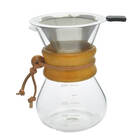 Cafeteira Jarra De Vidro Com Coador Inox Detalhes Em Madeira