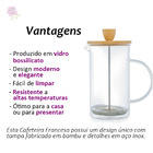Cafeteira Prensa Francesa De Borossilicato E Tampa De Bambú