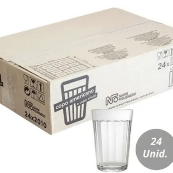 Caixa 24 Copos De Vidro Americano Tradicional Nadir Figueired