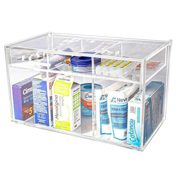 Caixa Acrílico Organizadora De Medicamentos Com Tampa Articul