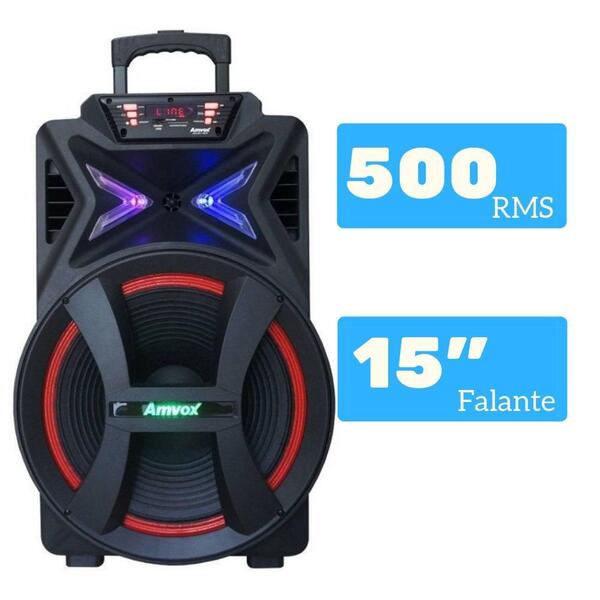 Caixa Amplificada Amvox Recarregável Led Bluetooth Usb Tws Au