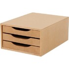 Caixa Arquivo Gaveteiro Em Mdf Com 3 Gavetas Cor Natural Souz