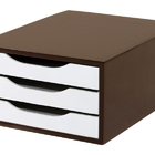 Caixa Arquivo Gaveteiro Em Mdf Tabaco Com 3 Gavetas Brancas S