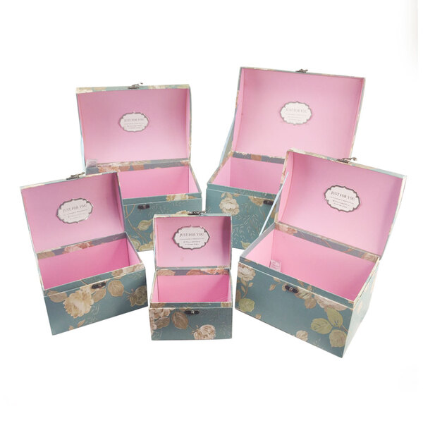 Caixa Bau Conjunto 5 Pecas Floral Organizador Texturizado Alç