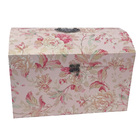 Caixa Bau Conjunto 5 Pecas Floral Rosa Porta Joia Organizador