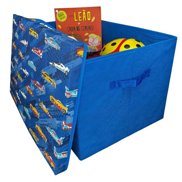 Caixa Baú Organizadora De Brinquedos Montessoriano Azul