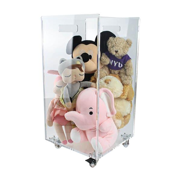 Caixa Cesto Em Acrílico 33 Cm X 33 Cm X 65 Cm Com Rodízios