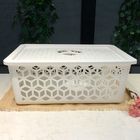 Caixa Cesto Organizador Empilhável Grande Com Tampa Alças Lat