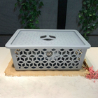 Caixa Cesto Organizador Empilhável Grande Com Tampa Alças Lat