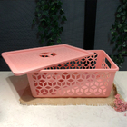 Caixa Cesto Organizador Empilhável Grande Com Tampa Alças Lat