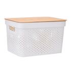 Caixa Cesto Organizadora Com Tampa De Bambu
