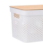 Caixa Cesto Organizadora Com Tampa De Bambu