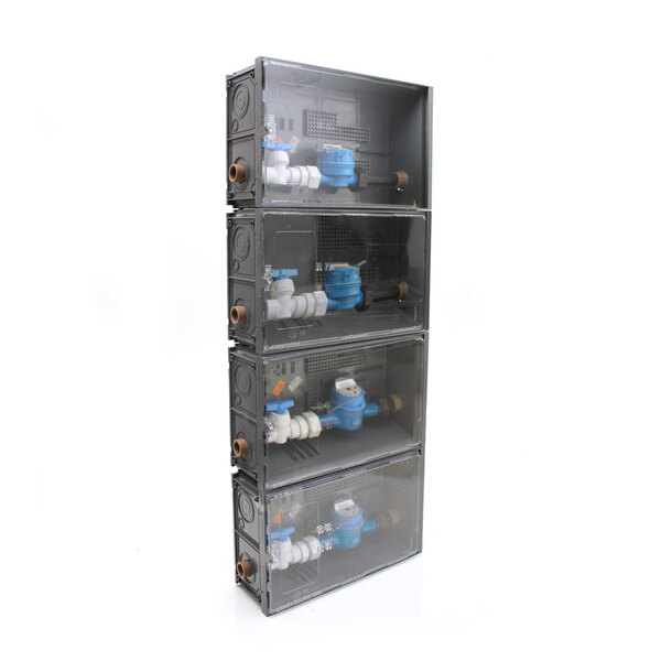 Caixa Com 4 Hidrômetros E Conexões Para Medição Individualiza