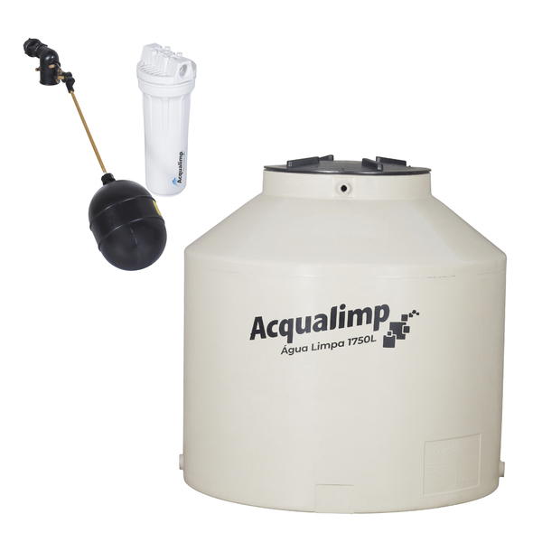Caixa d'Água 1.750L em Polietileno com Filtro Água Limpa Acqualimp