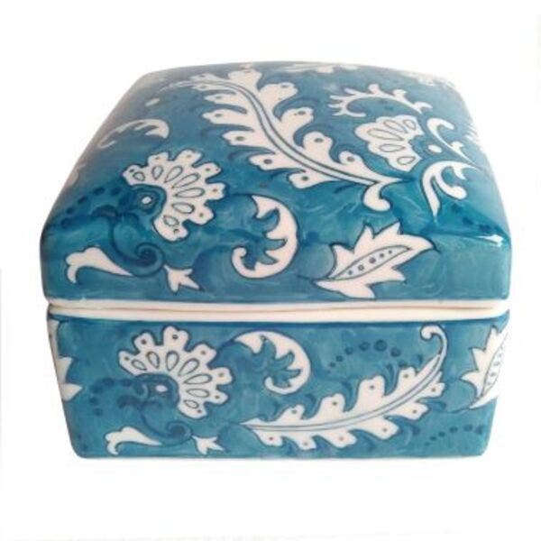 Caixa De Ceramica Adamascado Blue 15 5cm X 15 5cm X 11cm | Leroy Merlin