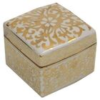 Caixa De Ceramica Branca Com Dourado