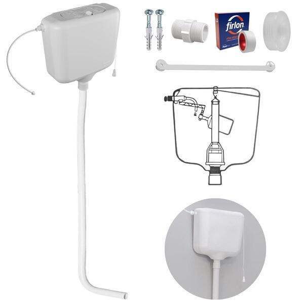 Caixa De Descarga Elevada De 6,8 À 9l Branca + Tubo De Descid