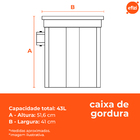 Caixa De Gordura 21 Litros Com Cesto De Limpeza Cinza Fortlev