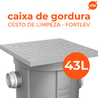 Caixa De Gordura 21 Litros Com Cesto De Limpeza Cinza Fortlev