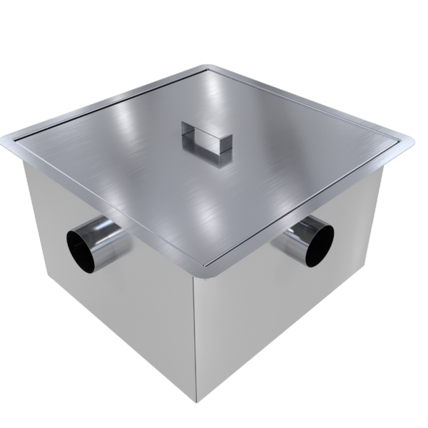 Caixa De Gordura Em Aço Inox Com Cesto Coletor De Resíduos