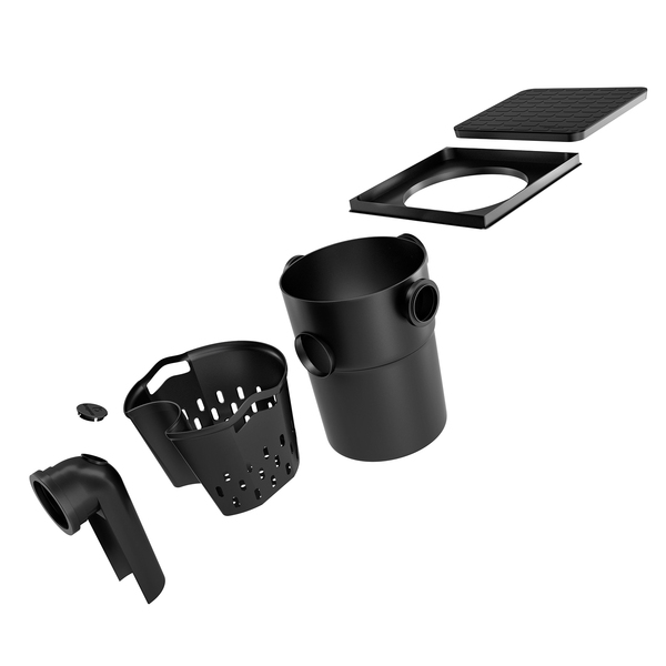 Caixa De Gordura Redonda com Tampa Quadrada Preta 18L Odem