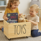 Caixa De Madeira Pinus Baú Infantil Organizador De Brinquedos