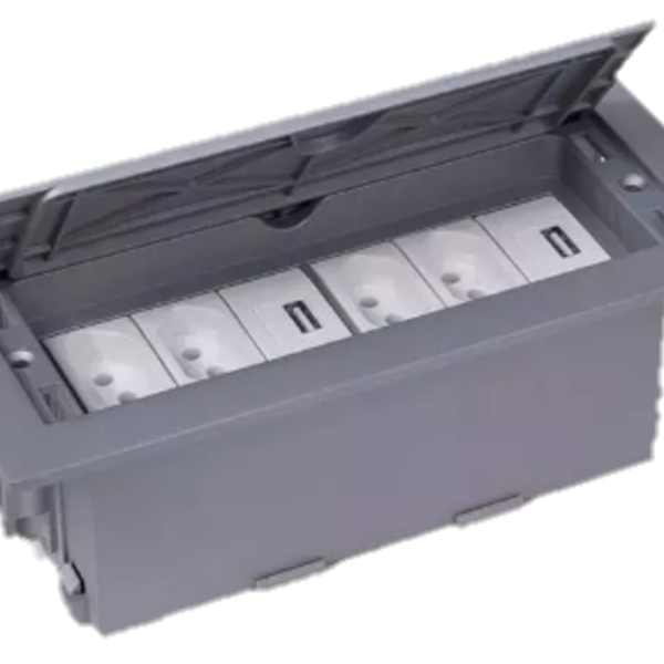 Caixa De Mesa Para 6 Blocos - Cinza (sem Blocos)